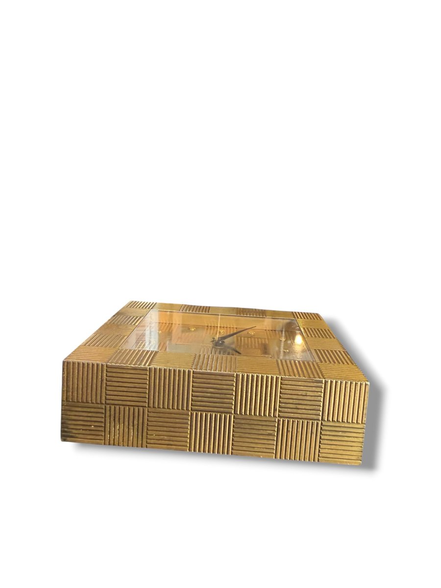 Gübelin Art Deco Checkered Table Clock With Alarm-photo-3