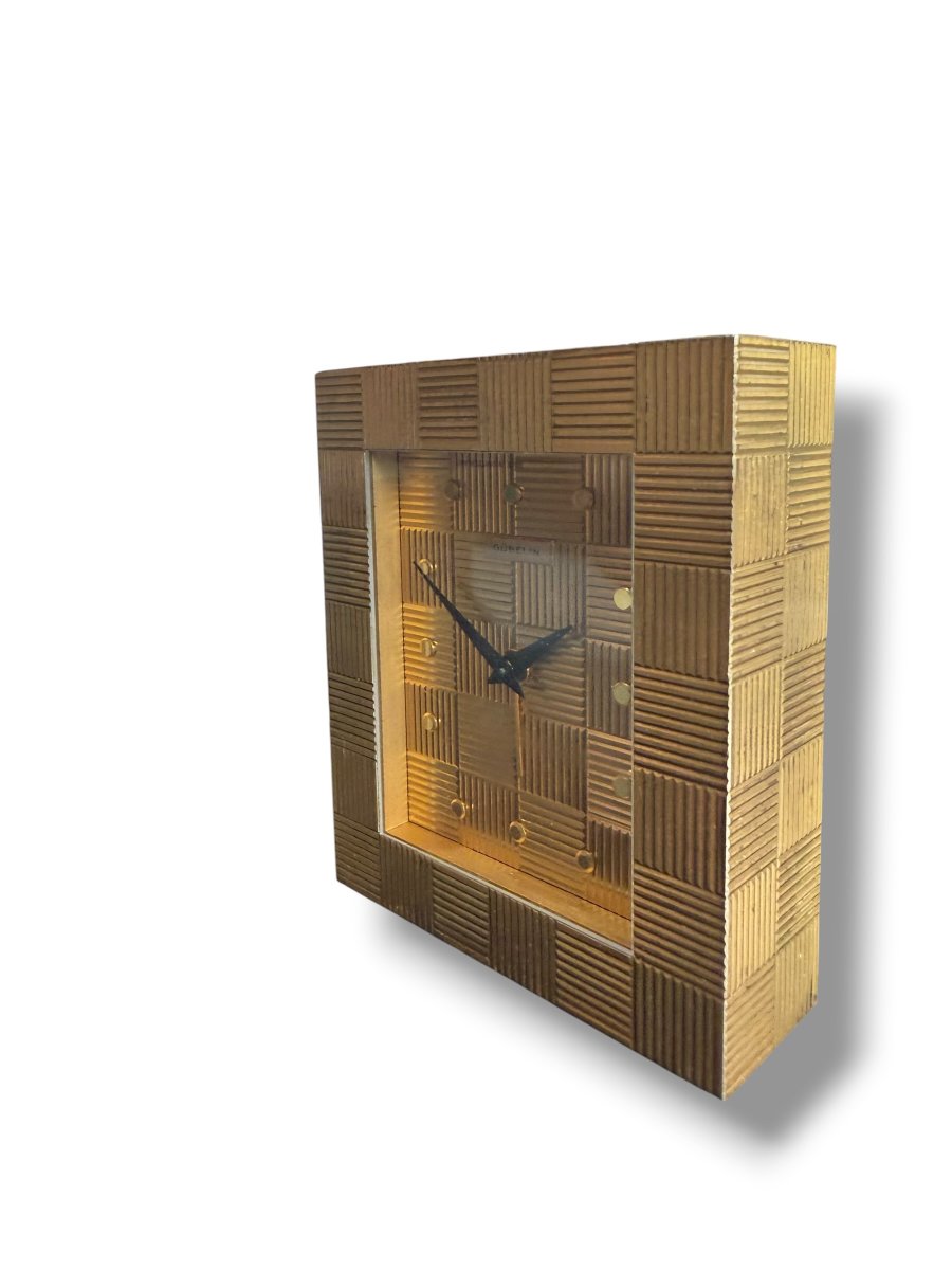 Gübelin Art Deco Checkered Table Clock With Alarm-photo-6