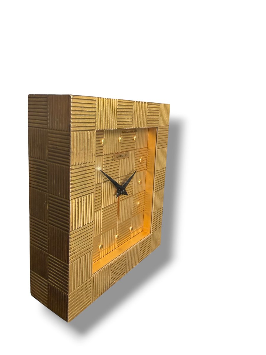 Gübelin Art Deco Checkered Table Clock With Alarm-photo-7
