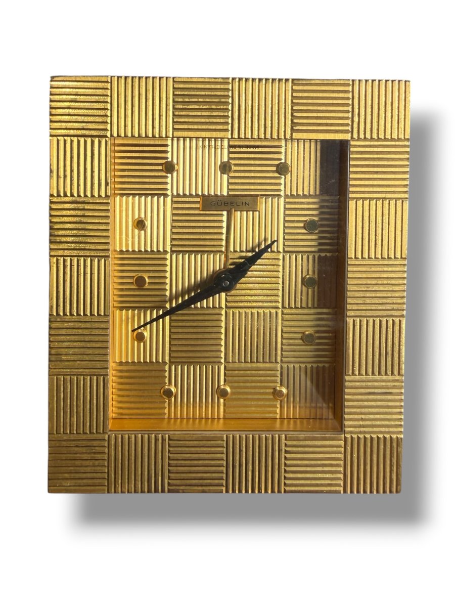 Gübelin Art Deco Checkered Table Clock With Alarm