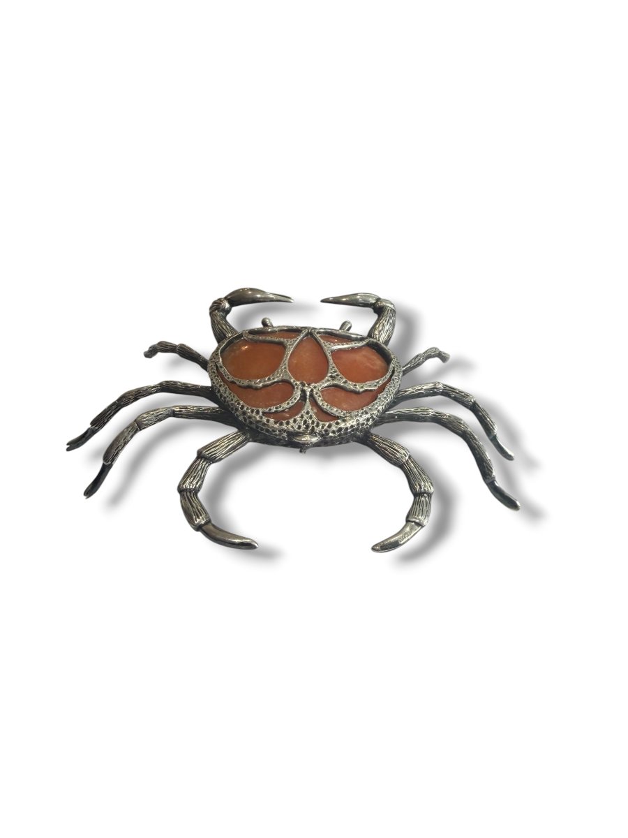 Crab Made Of Solid Silver And Semi-precious Stone-photo-4