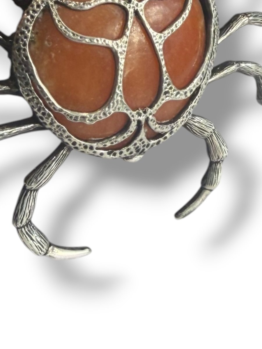 Crab Made Of Solid Silver And Semi-precious Stone-photo-1