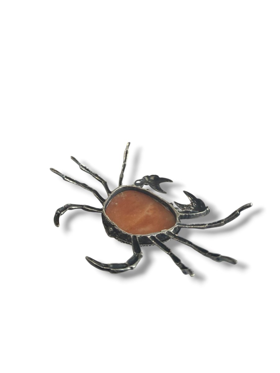 Crab Made Of Solid Silver And Semi-precious Stone-photo-2