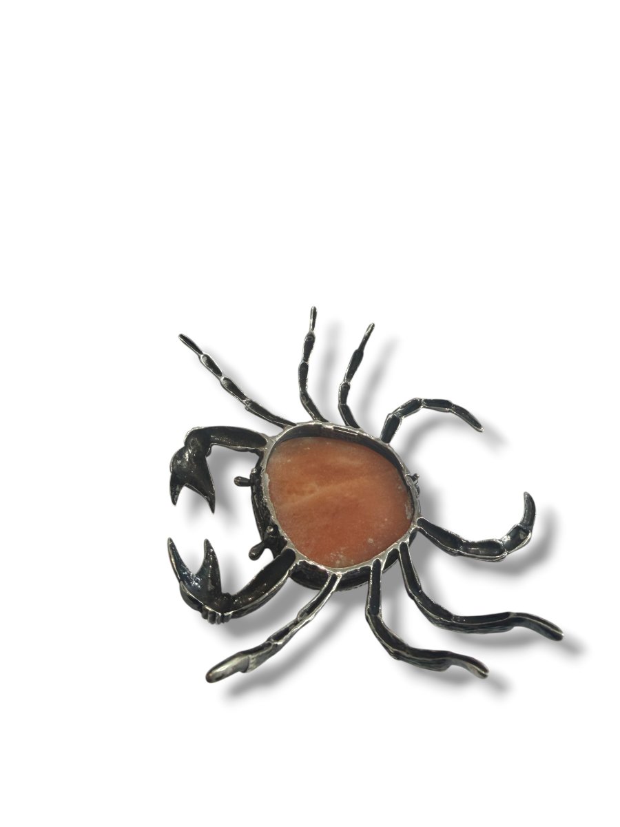 Crab Made Of Solid Silver And Semi-precious Stone-photo-3