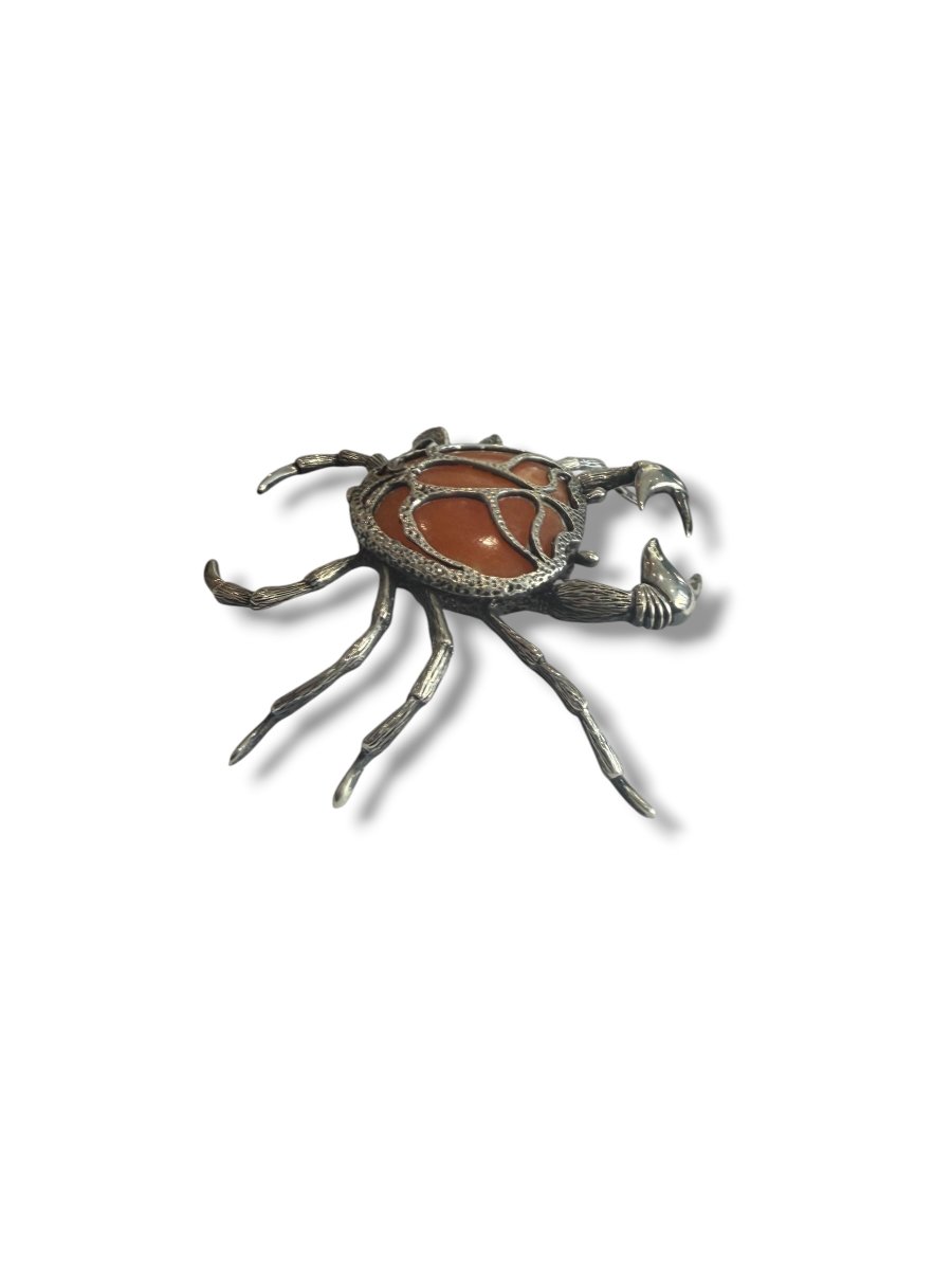 Crab Made Of Solid Silver And Semi-precious Stone-photo-4