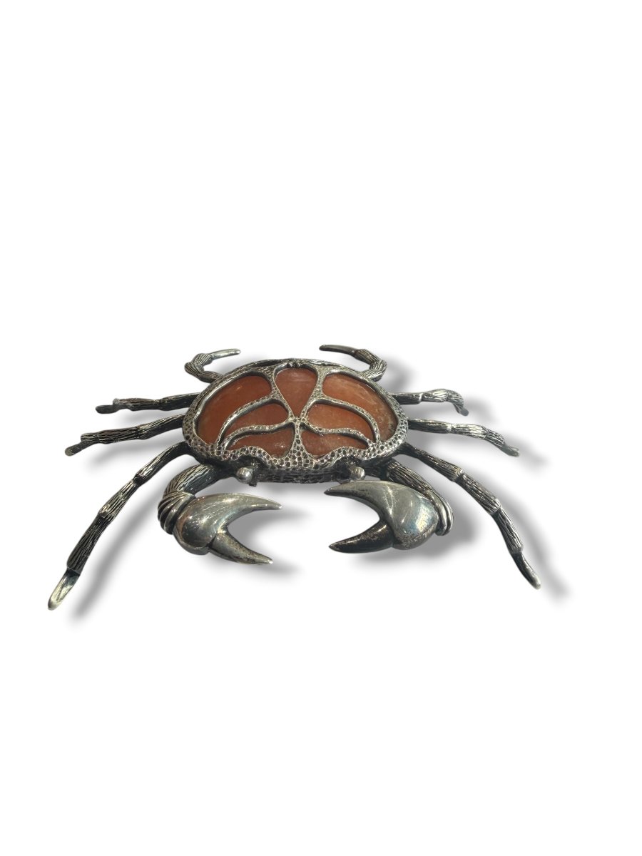 Crab Made Of Solid Silver And Semi-precious Stone-photo-6
