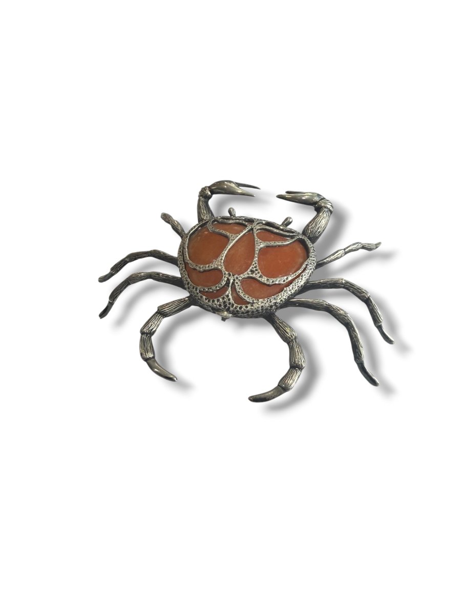 Crab Made Of Solid Silver And Semi-precious Stone