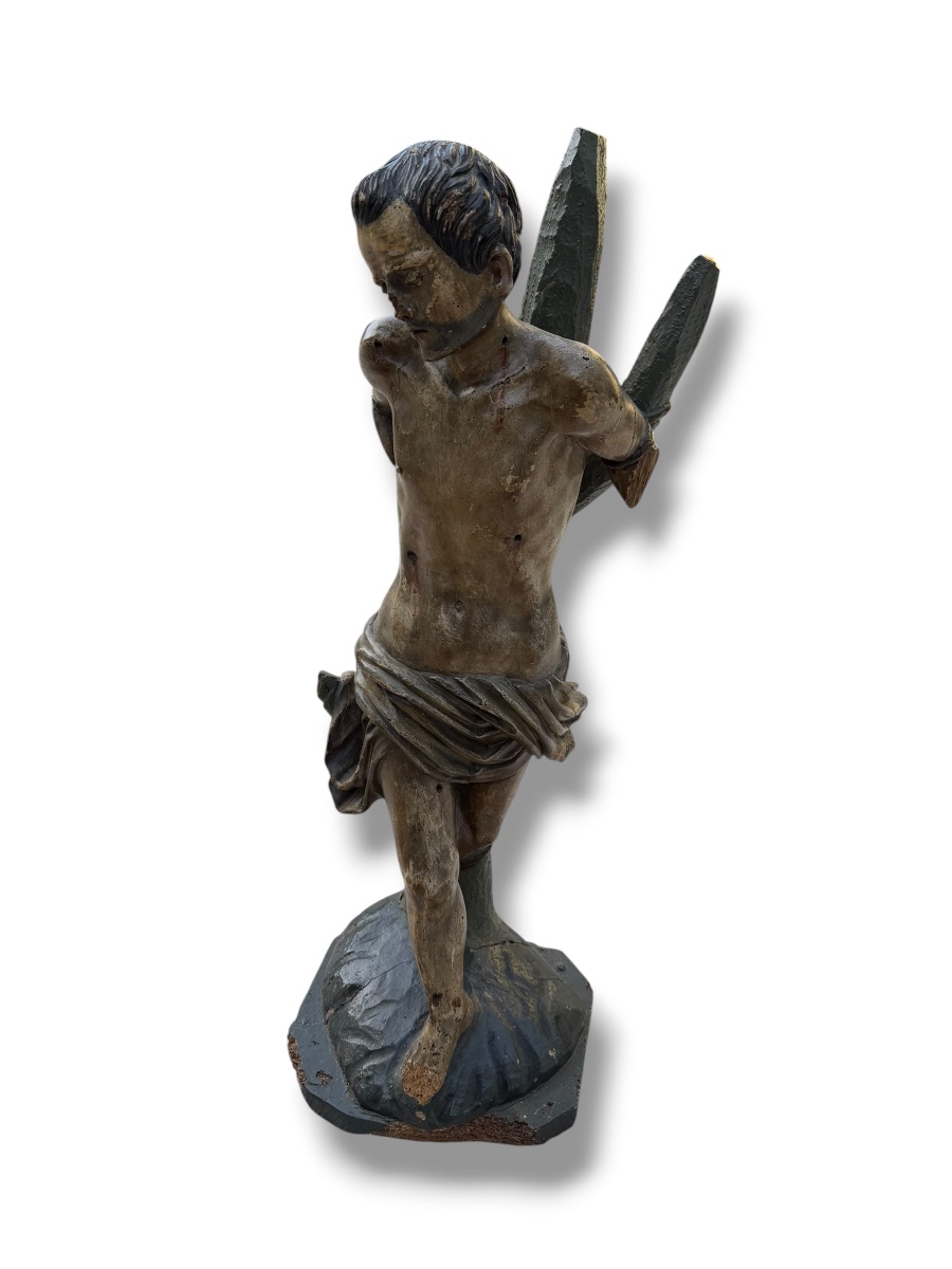 Important Saint-Sébastien en bois polychrome XVIeme-photo-2
