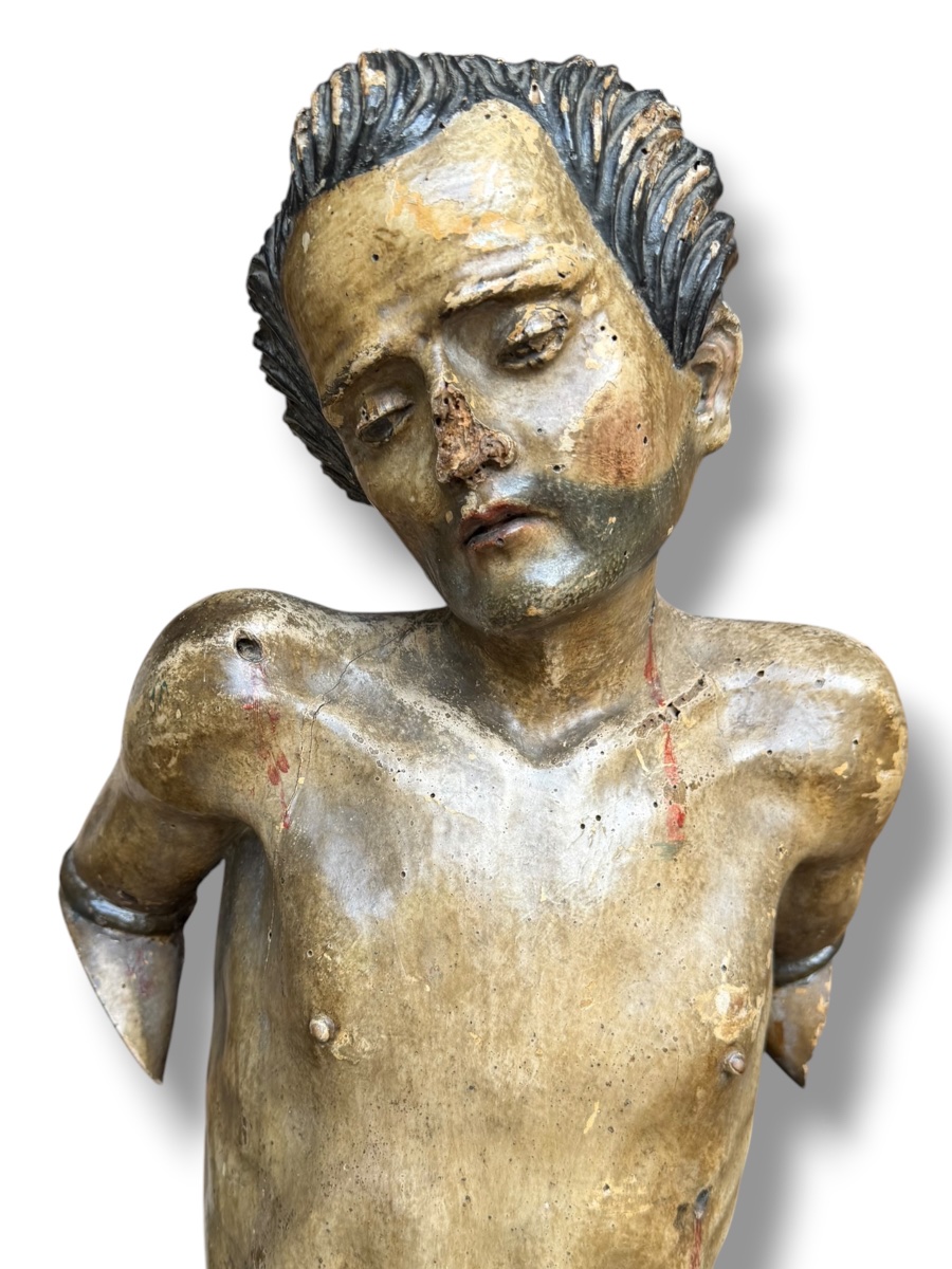 Important Saint-Sébastien en bois polychrome XVIeme-photo-5