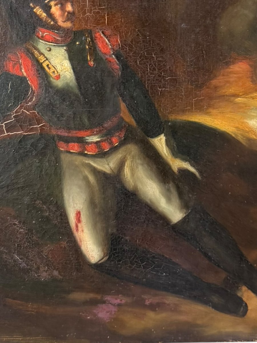 Cuirassier blessé huile sur toile XIXeme-photo-2