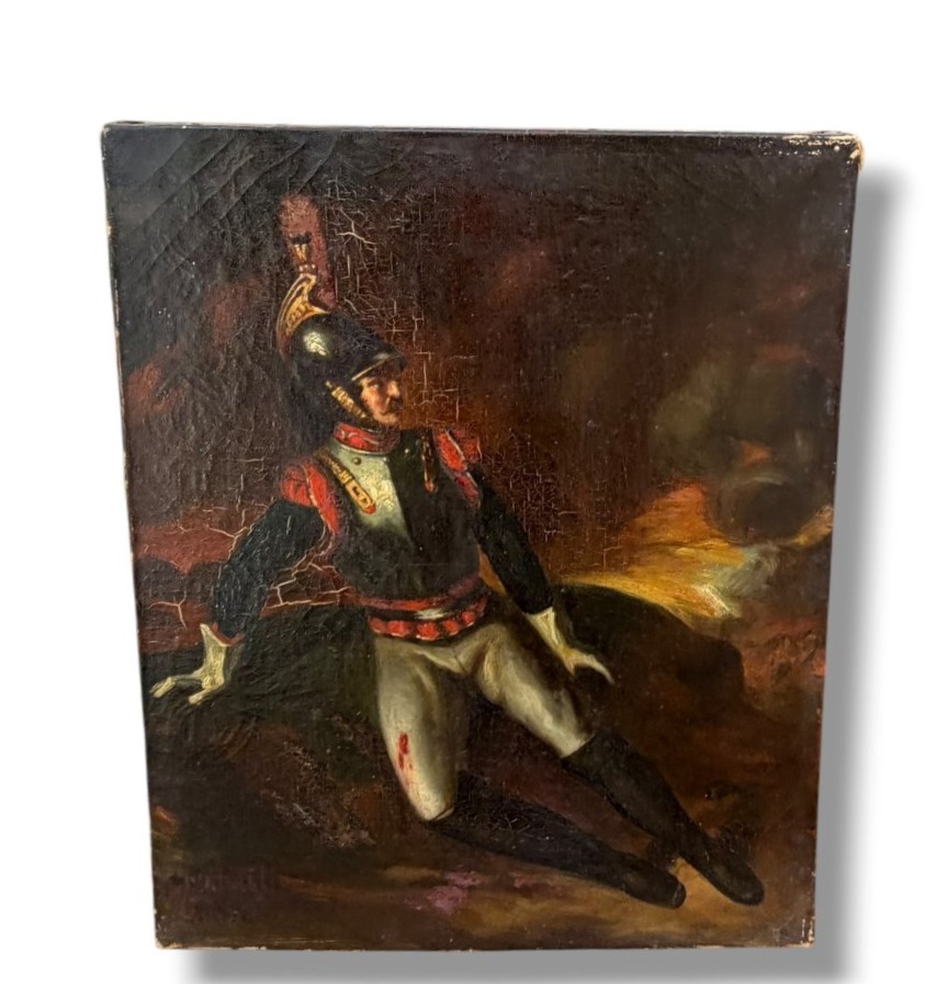 Cuirassier blessé huile sur toile XIXeme-photo-8
