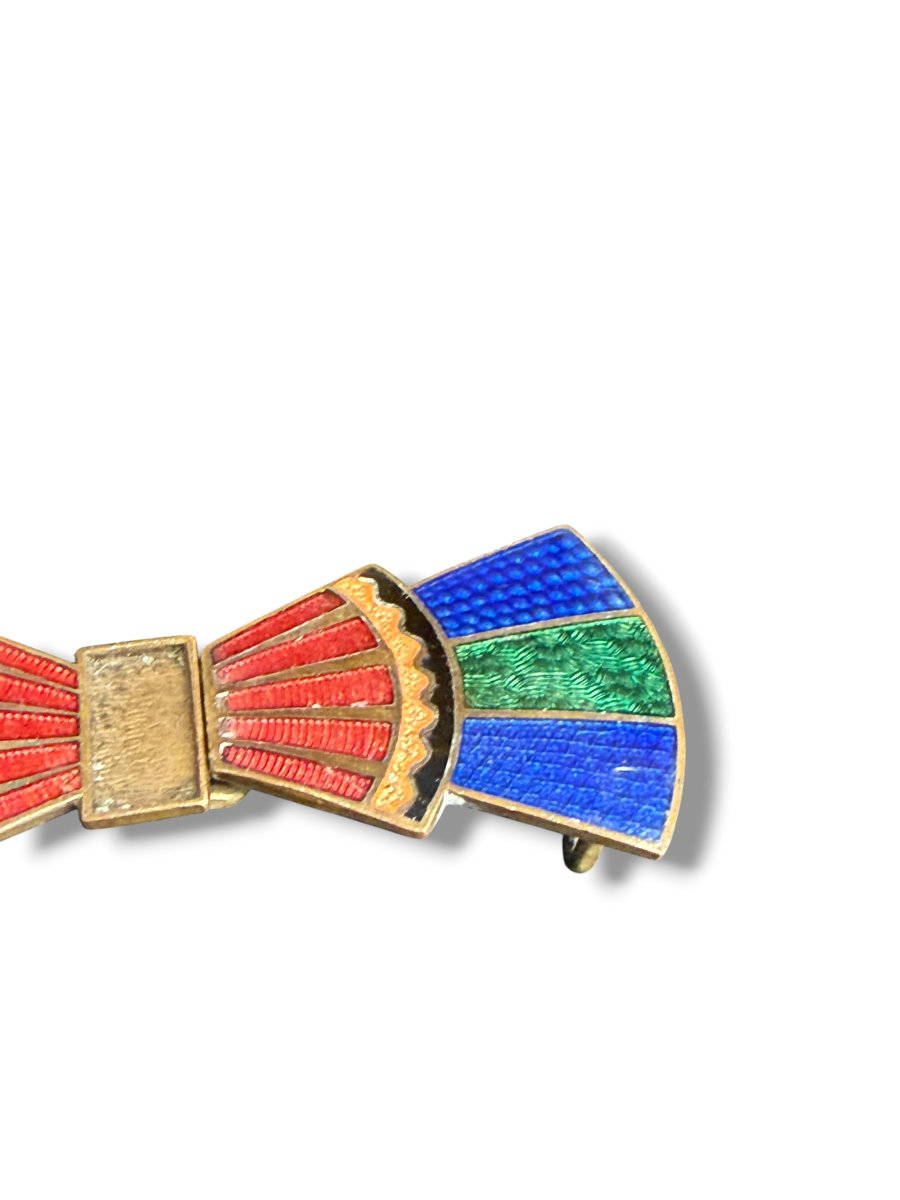Boucle art deco émaillée dans le goût de Lucien Hirtz-photo-6