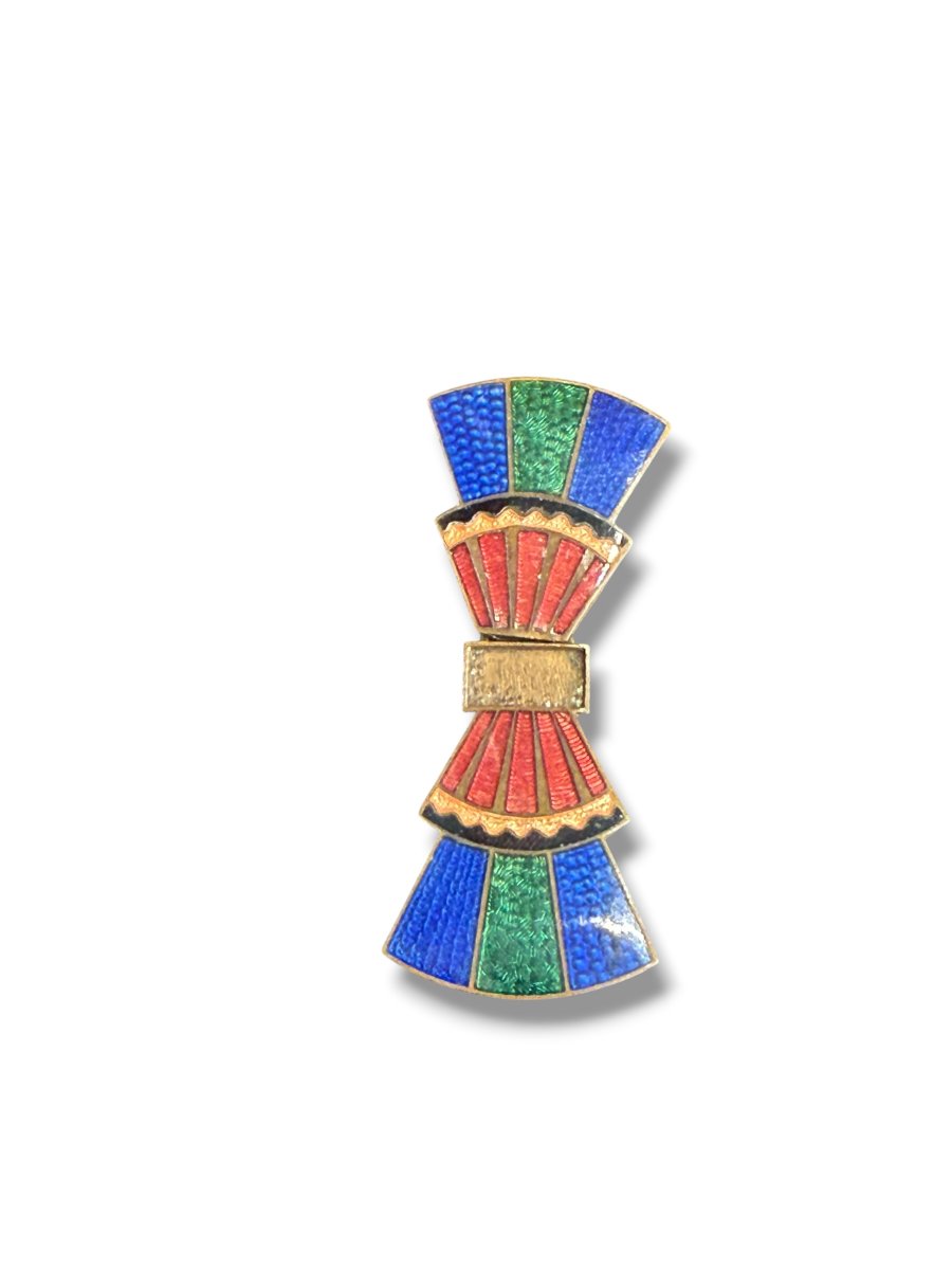 Boucle art deco émaillée dans le goût de Lucien Hirtz-photo-8