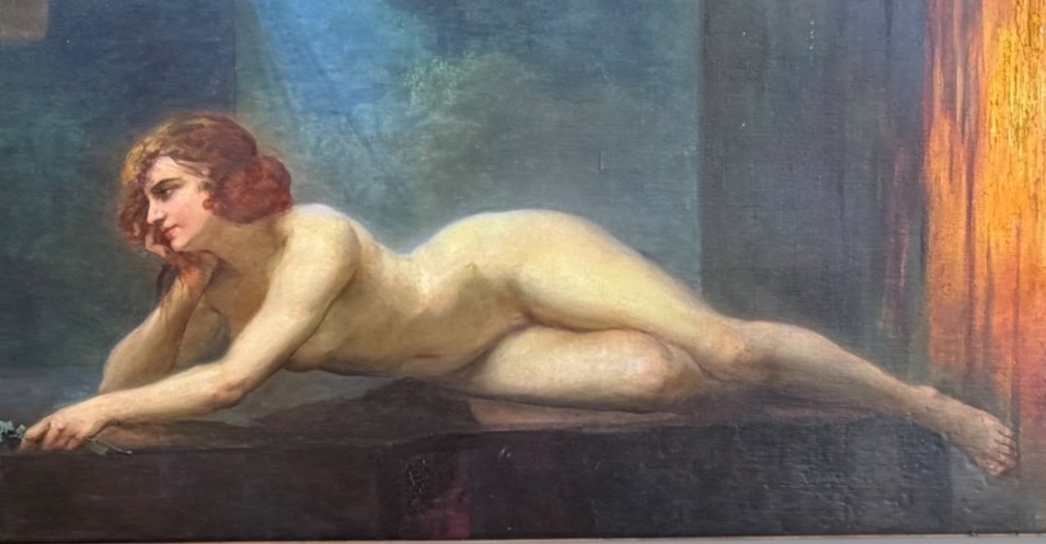 Femme nue allongée immense tableau XXeme