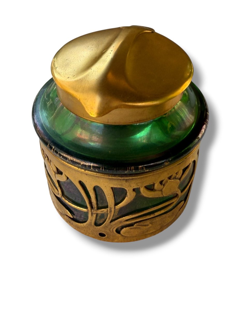Loetz Art Nouveau Iridescent Glass Inkwell-photo-2