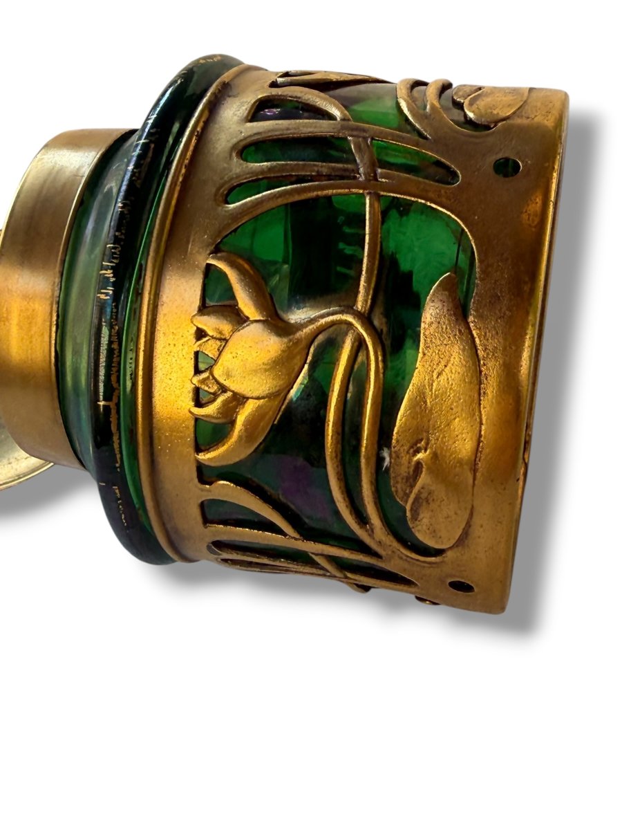 Loetz Art Nouveau Iridescent Glass Inkwell-photo-3