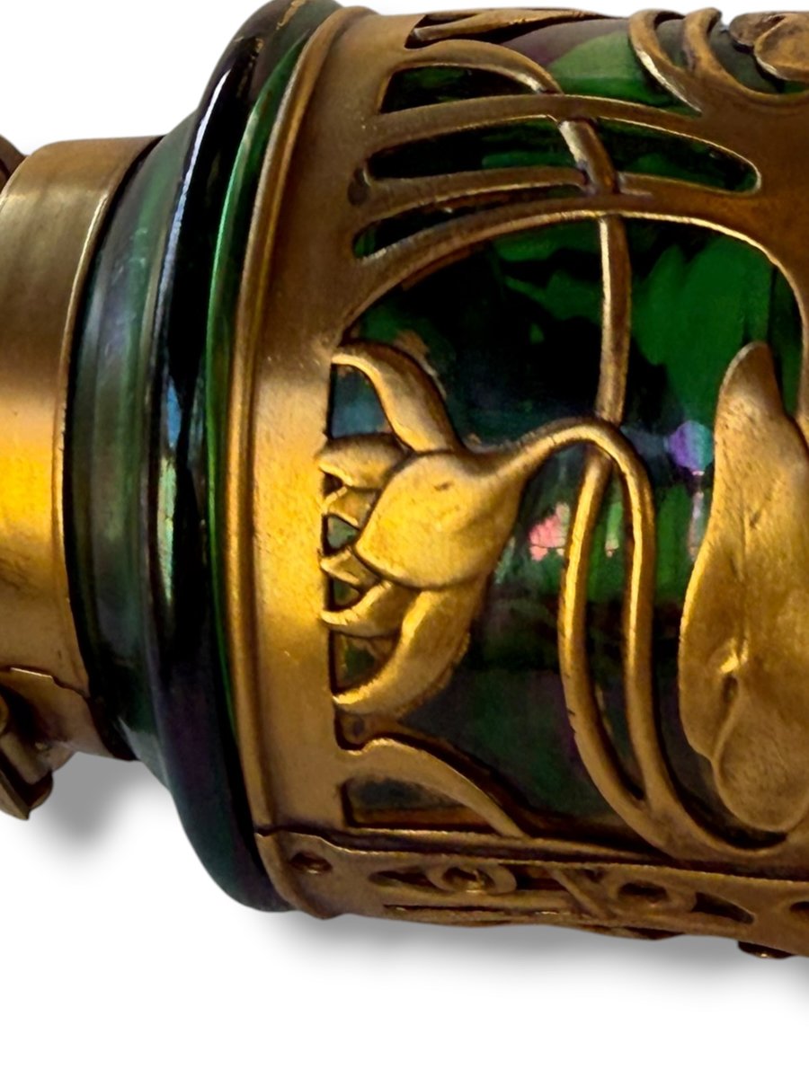 Loetz Art Nouveau Iridescent Glass Inkwell-photo-4