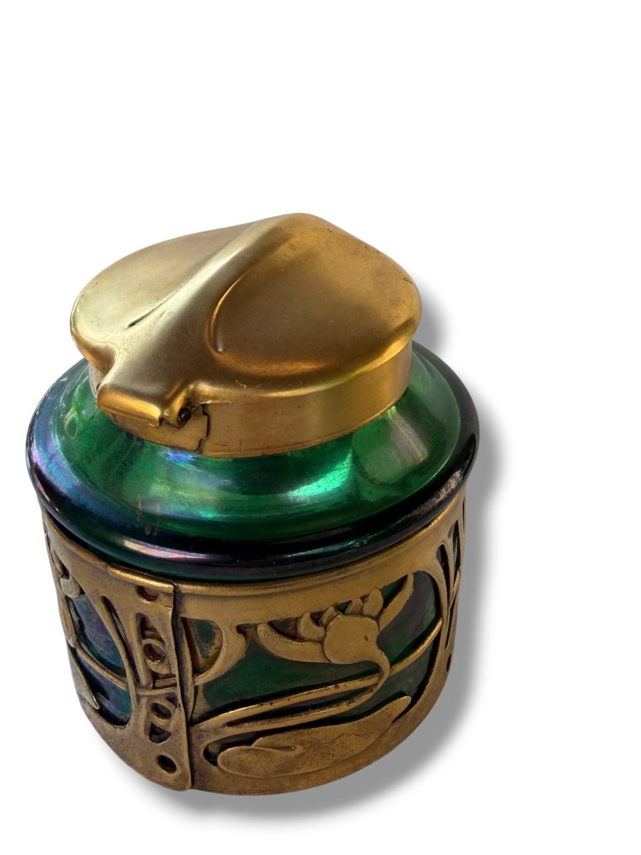 Loetz Art Nouveau Iridescent Glass Inkwell-photo-4