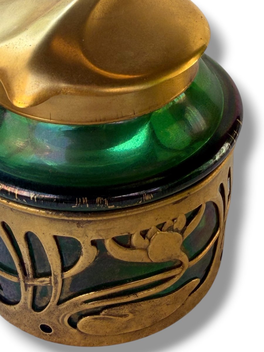 Loetz Art Nouveau Iridescent Glass Inkwell-photo-8