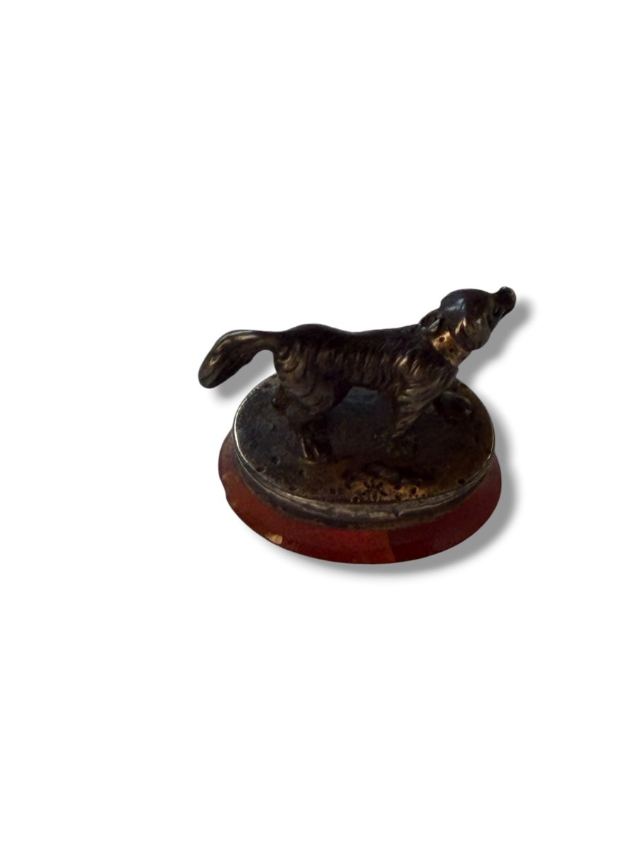 chien Sceau cachet en argent et cornaline-photo-8
