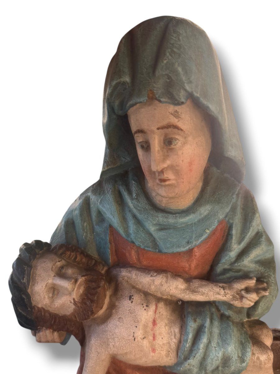 18th-century Polychrome Carved Wood Pietà-photo-4