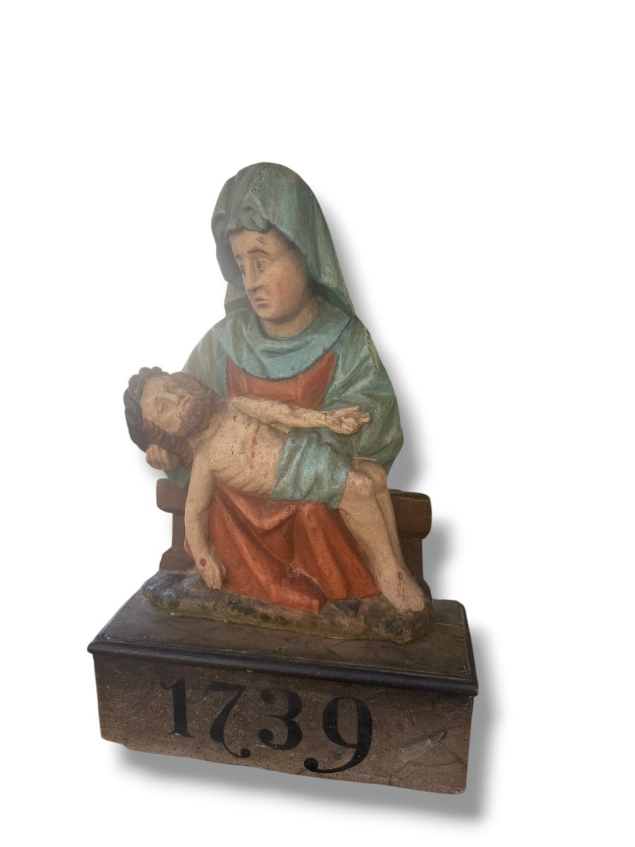 18th-century Polychrome Carved Wood Pietà