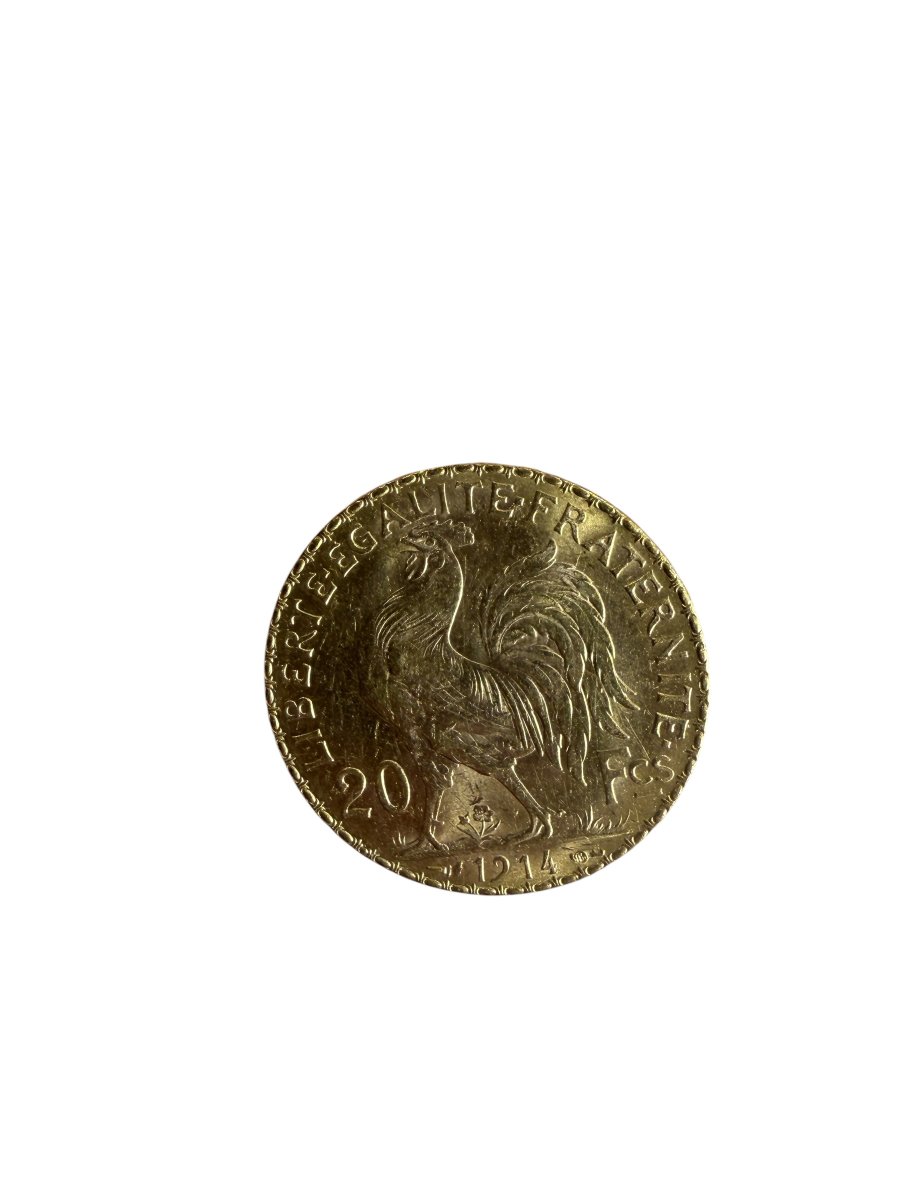 Pièce 20  Francs or Coq Marianne 1914-photo-3