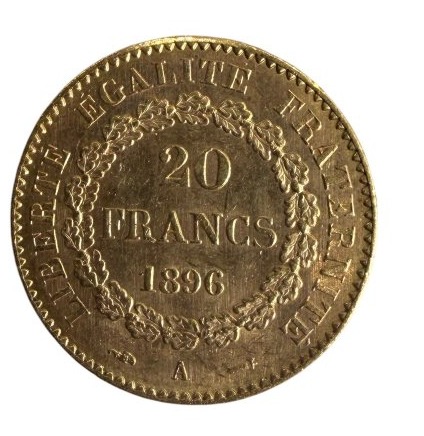 1896 20-franc Gold "genius" Coin-photo-4