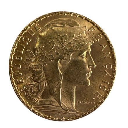 1903 20-franc Gold Coin Featuring The Rooster And Marianne
