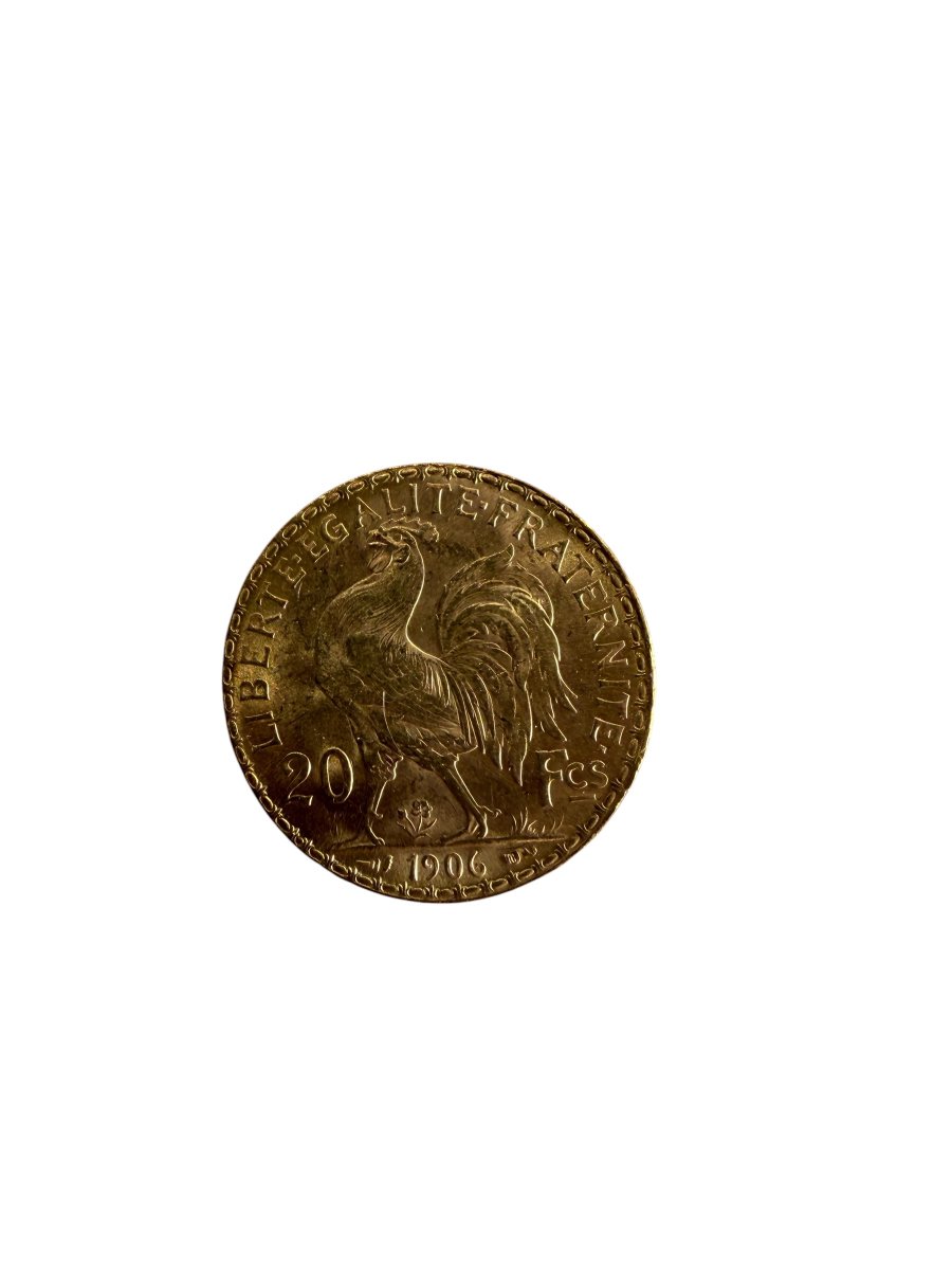 1906 20-franc Gold Coin Featuring The Rooster And Marianne-photo-4