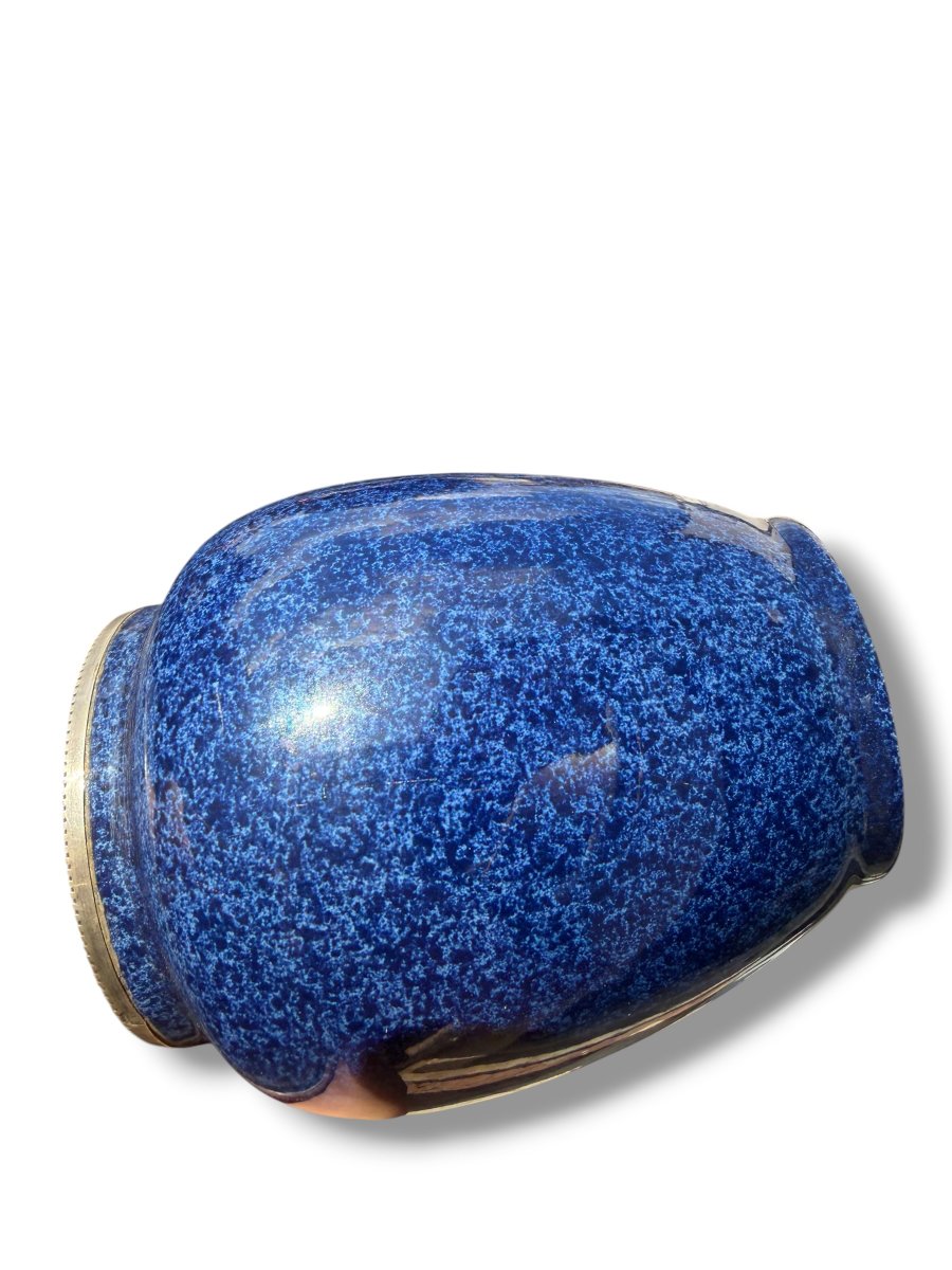 Sèvres paire de vases lapis argent massif-photo-1
