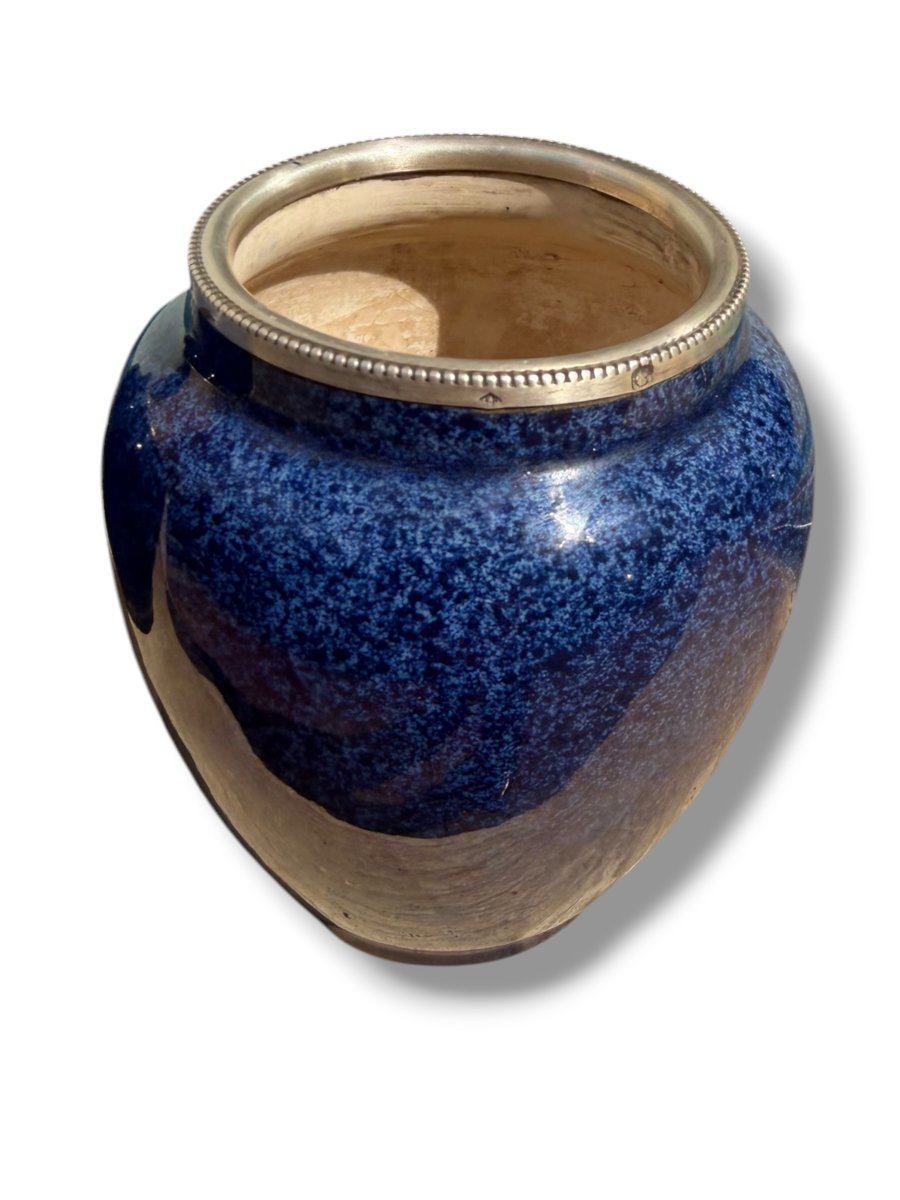 Sèvres paire de vases lapis argent massif-photo-2
