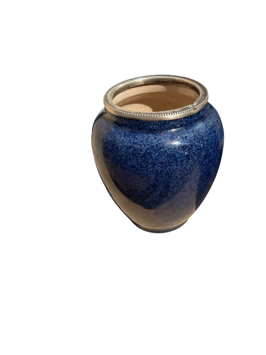 Sèvres paire de vases lapis argent massif-photo-4