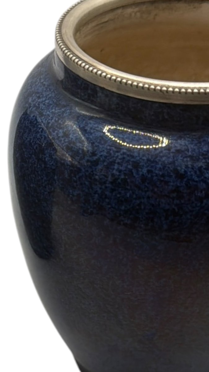 Sèvres paire de vases lapis argent massif-photo-7