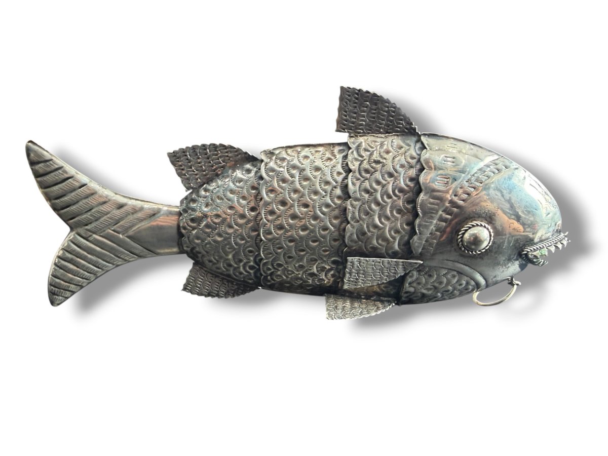 Poisson articulé en Argent massif