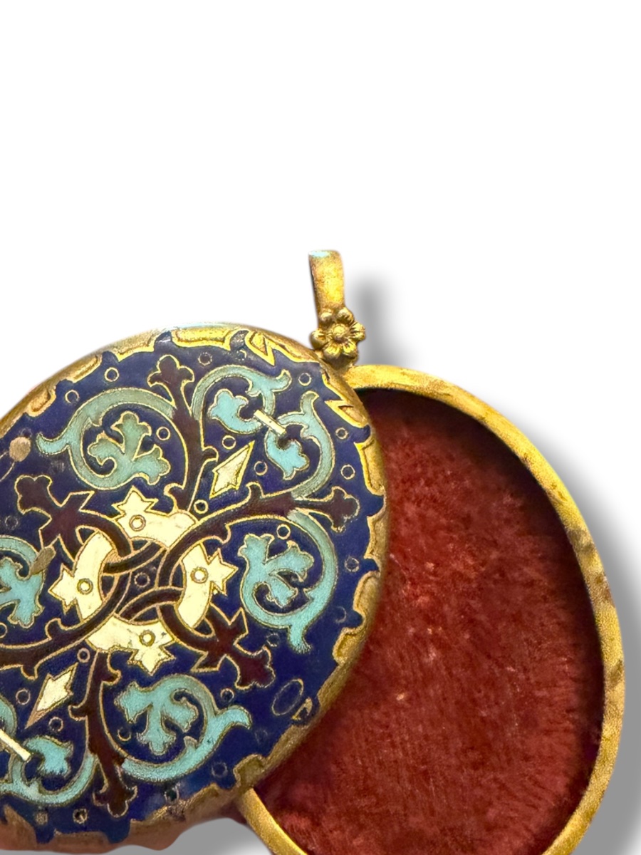 Large Enameled Medallion In The Falize Style-photo-3