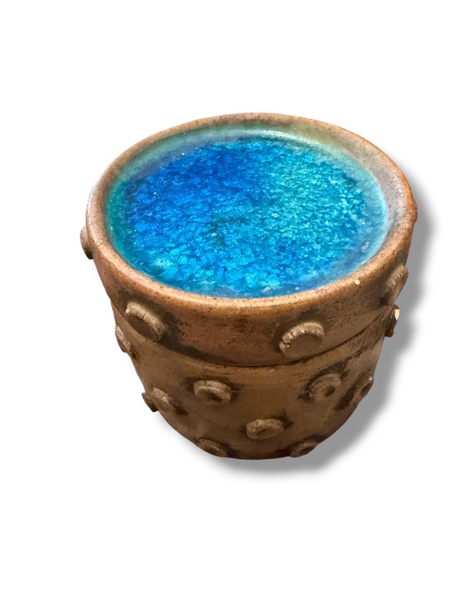 Boîte cylindrique en terre cuite et émail Primavera Liebenthron