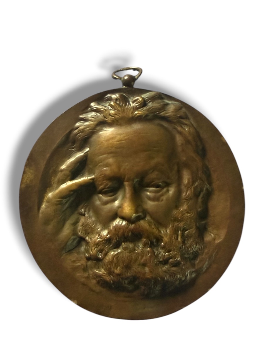 René Rozet: Large Bronze Medallion Of Victor Hugo-photo-1