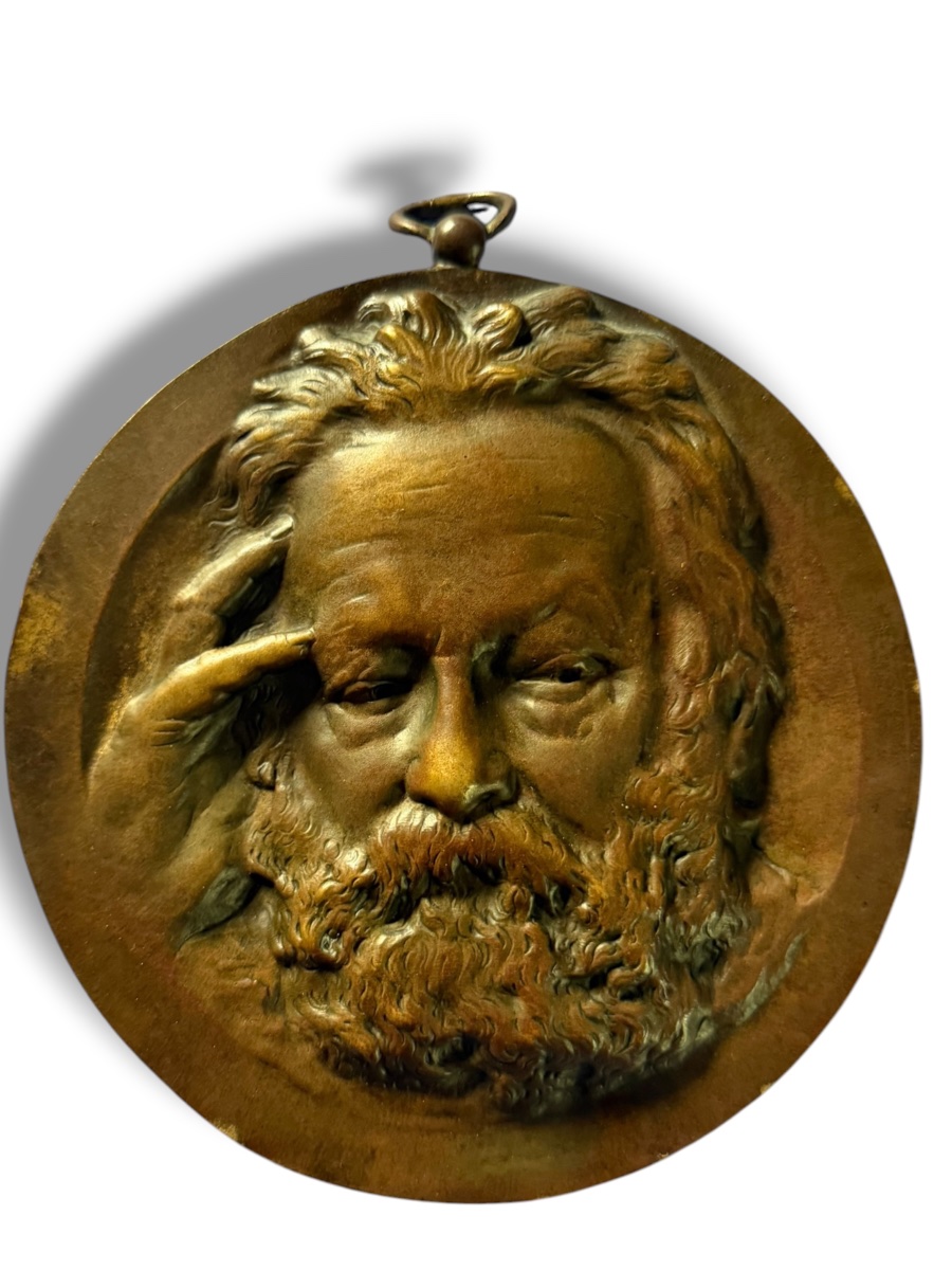 René Rozet: Large Bronze Medallion Of Victor Hugo-photo-3