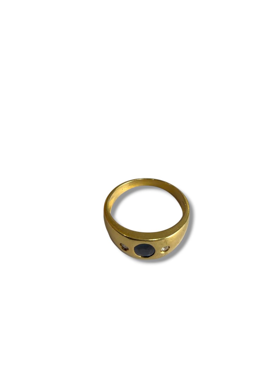 Bague jonc or diamants saphir-photo-4