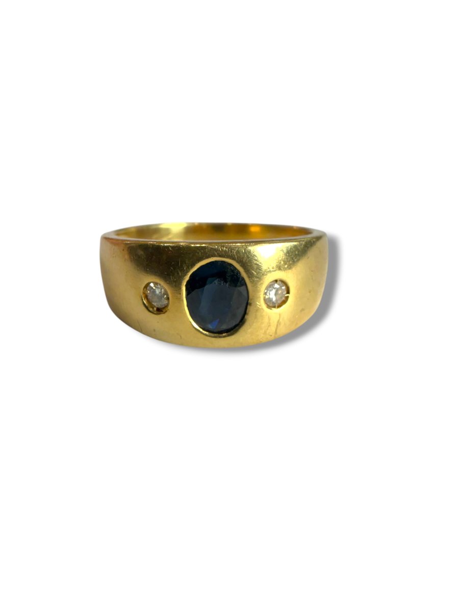 Bague jonc or diamants saphir-photo-6