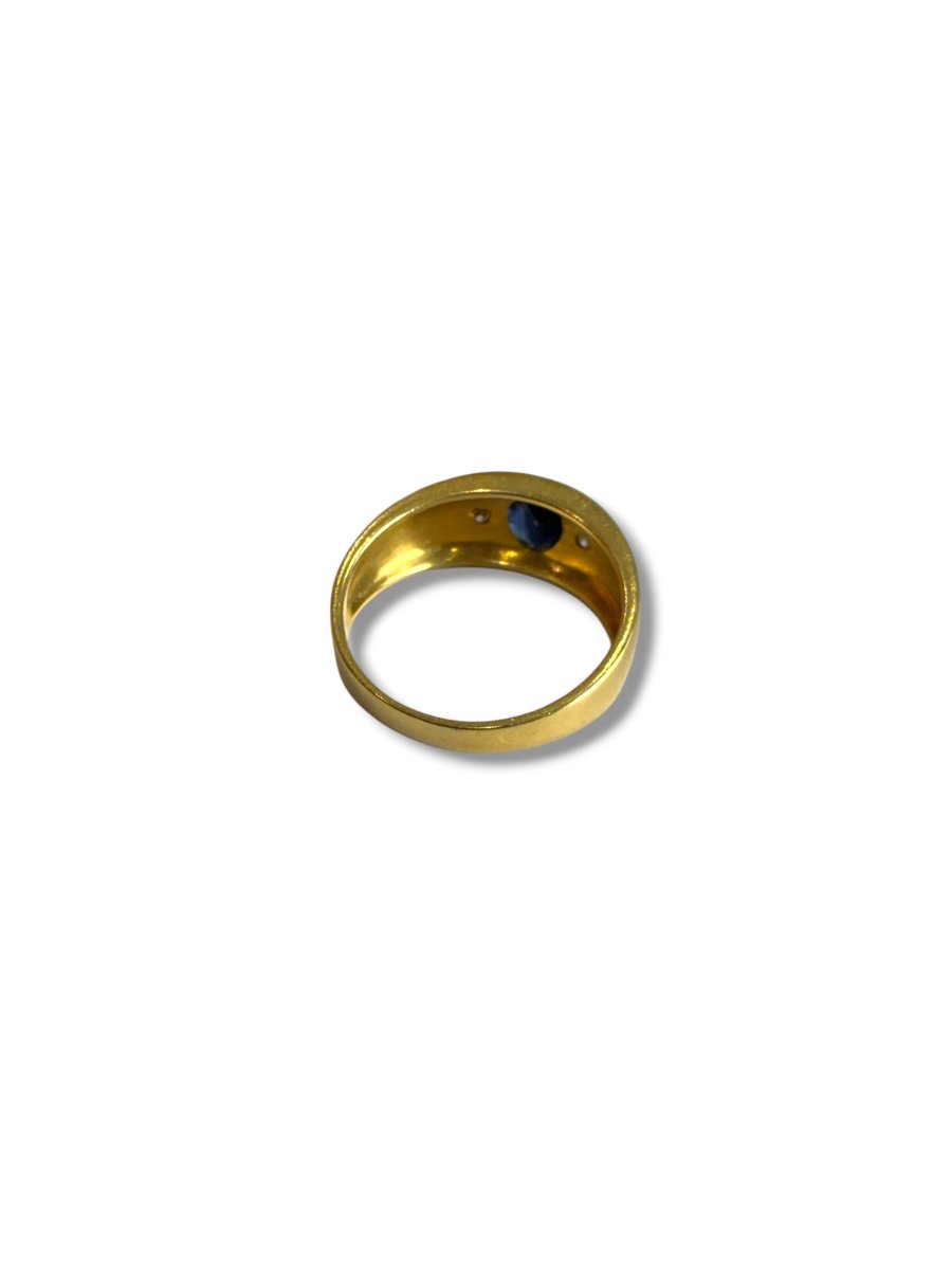 Bague jonc or diamants saphir-photo-7