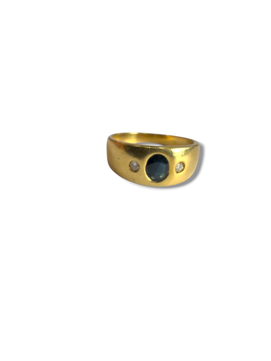 Bague jonc or diamants saphir-photo-8