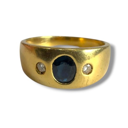 Bague jonc or diamants saphir