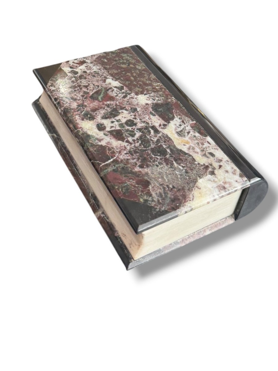19th-century Italian Marble-bound Book From The Grand Tour