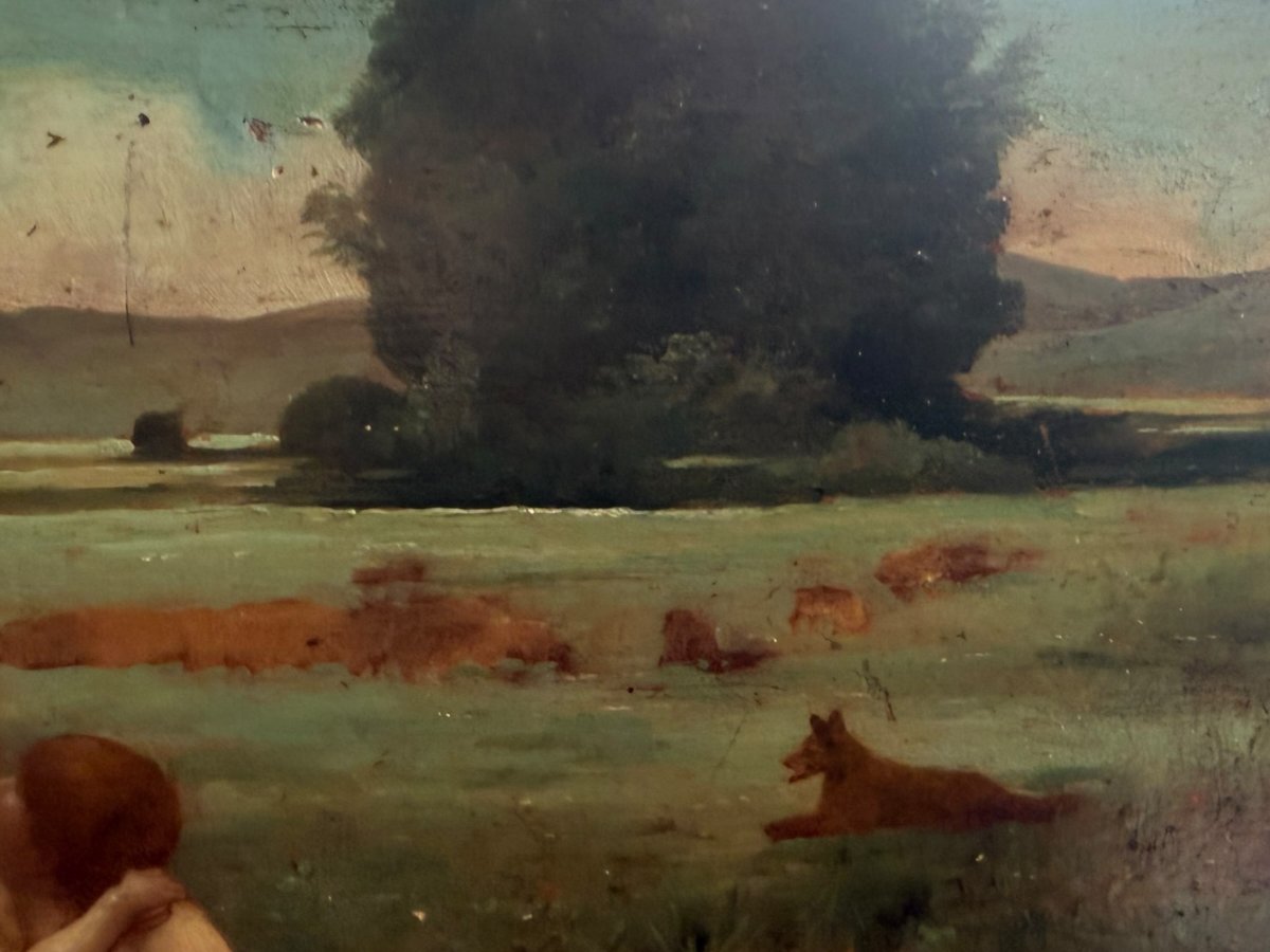 Lovers: Shepherd And Shepherdess, Oil On Panel, 19th Century, By Caillé After Collin-photo-8