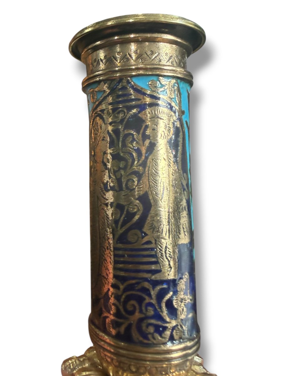 Rare Enameled Wedding Candleholder-photo-3