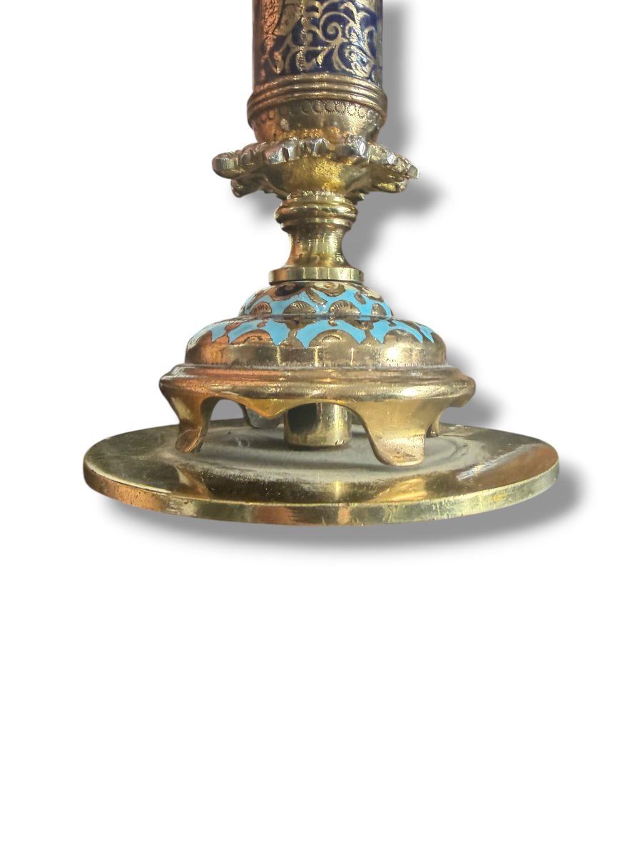 Rare Enameled Wedding Candleholder-photo-4