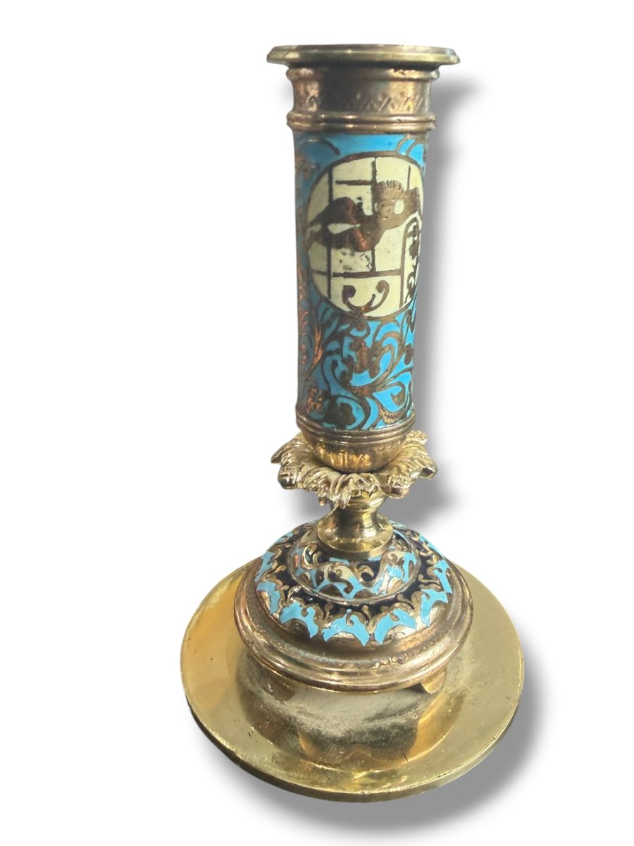 Rare Enameled Wedding Candleholder-photo-2