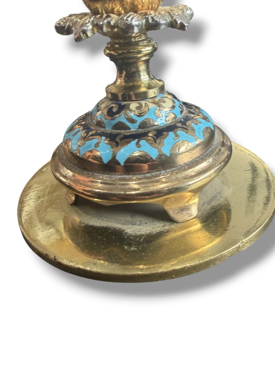 Rare Enameled Wedding Candleholder-photo-3